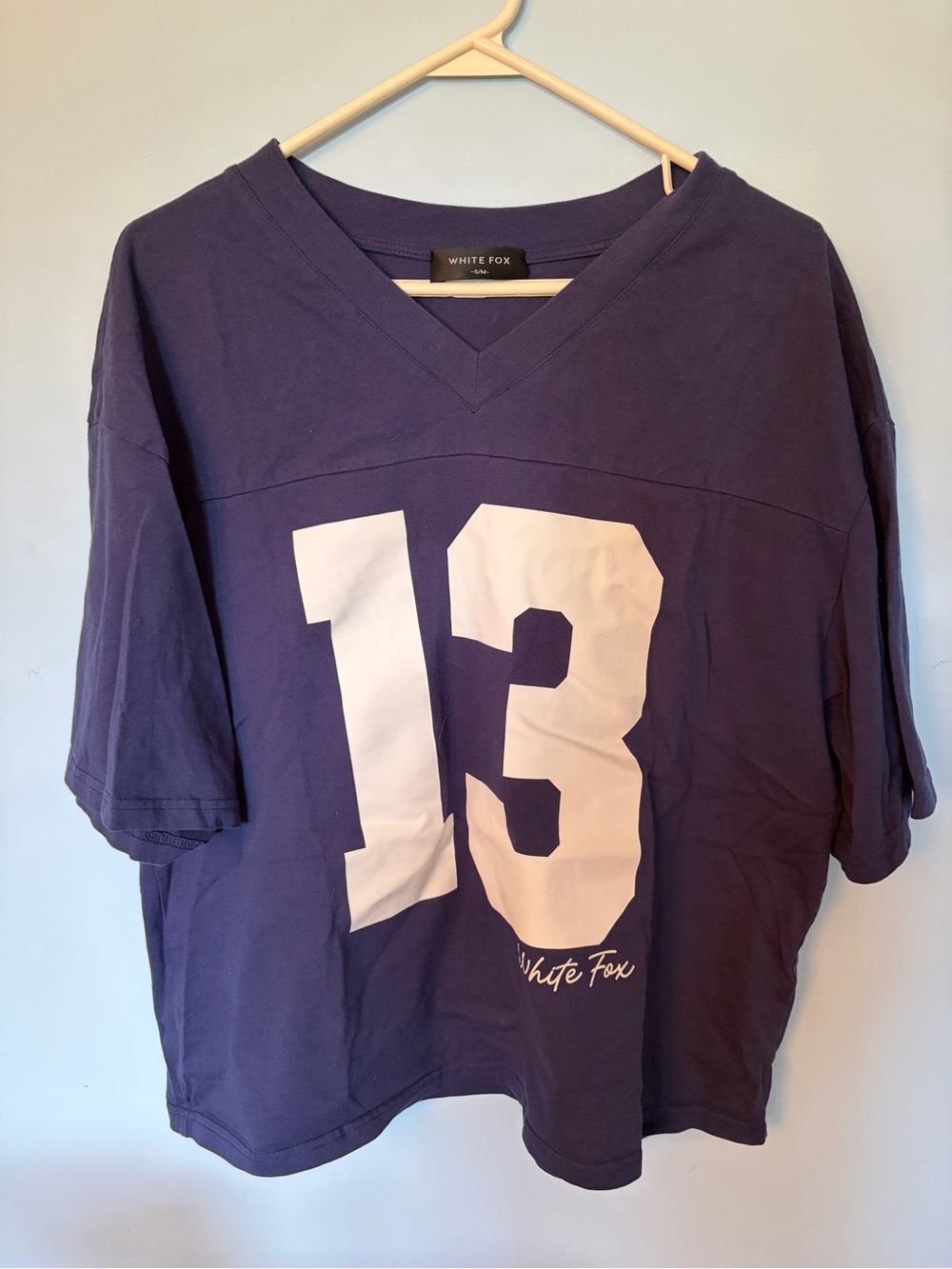 White Fox Boutique Purple V-Neck Graphic Tee with White '13'